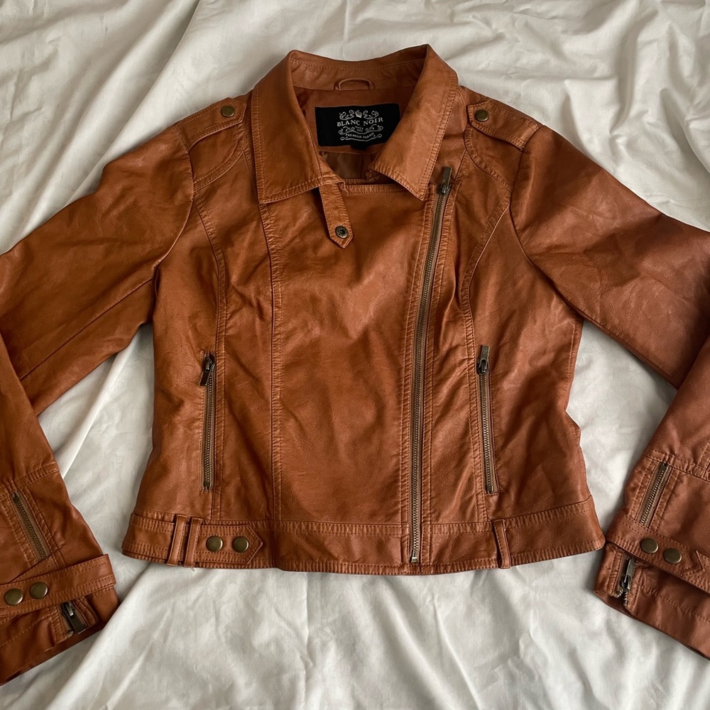 Blanc Noir Tan Leather Jacket